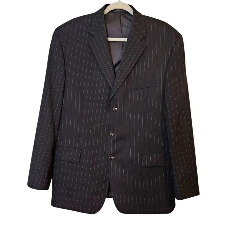 Chaps mens suit coat, black pinstripe.  Size 44R.